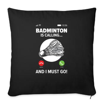 Shuttlecock Badminton Player Smash Racquet Sports - Sofa pillowcase 17,3'' x 17,3'' (45 x 45 cm) - black - Front