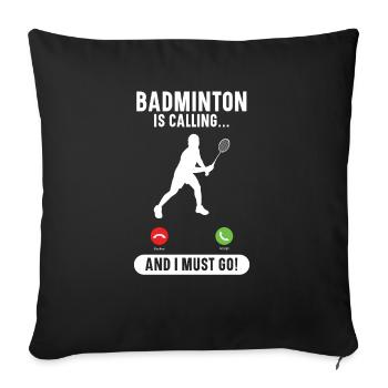 Shuttlecock Badminton Player Smash Racquet Sports - Sofa pillowcase 17,3'' x 17,3'' (45 x 45 cm) - black - Front