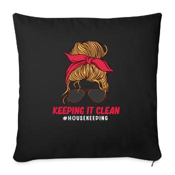 Domestic help, cleaner, housekeeper - Sofa pillowcase 17,3'' x 17,3'' (45 x 45 cm) - black - Front