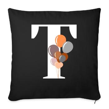 Buchstabe t Geburtstagsballon - Sofakissenbezug 45 x 45 cm - Schwarz - Vorne