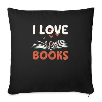 I love books heart reading book lovers - Sofa pillowcase 17,3'' x 17,3'' (45 x 45 cm) - black - Front