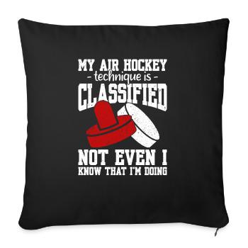Ma technique de hockey sur air - Housse de coussin décorative 45 x 45 cm - noir - Devant
