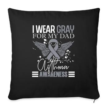 Guerrier de l’asthme Je porte du gris pour ma mère - Housse de coussin décorative 45 x 45 cm - noir - Devant