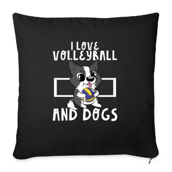 Funny Cute I Love Volleyball And Dogs Blocker Spik - Sofa pillowcase 17,3'' x 17,3'' (45 x 45 cm) - black - Front