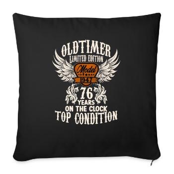 76 ans fan de voiture classique rocker biker anniversaire - Housse de coussin décorative 45 x 45 cm - noir - Devant