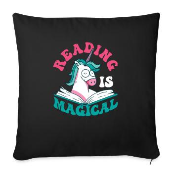 Reading is magical book lover unicorn teacher - Sofa pillowcase 17,3'' x 17,3'' (45 x 45 cm) - black - Front