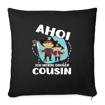 Pirat bald Großer Cousin Werde Großer Cousin - Sofakissenbezug 45 x 45 cm - Schwarz - Vorne