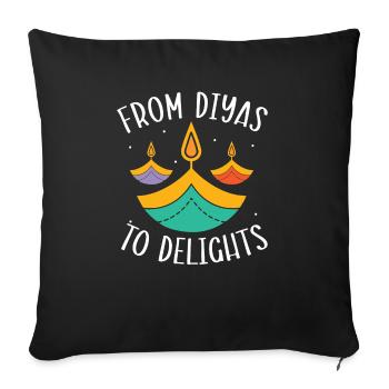 Happy Diwali Diwali Festival Indian Hindu Hinduism - Sofa pillowcase 17,3'' x 17,3'' (45 x 45 cm) - black - Front