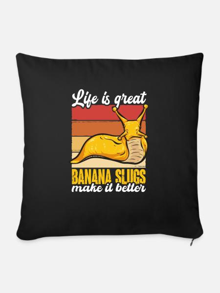 Bananenschnecke Schnecke - Sofakissenbezug 45 x 45 cm - Schwarz