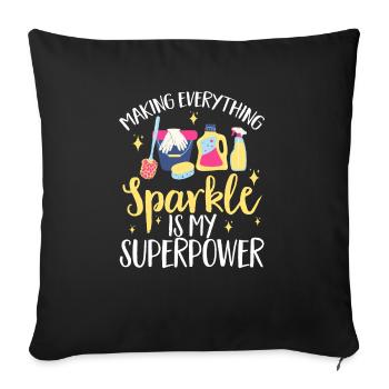 Aide domestique, femme de ménage, femme de ménage - Housse de coussin décorative 45 x 45 cm - noir - Devant