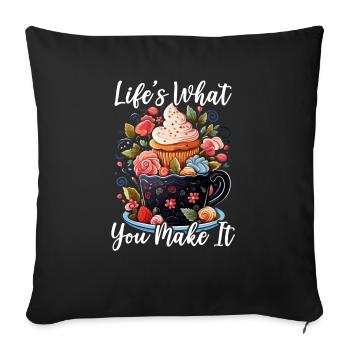 Bäcker Bäckerei Kuchen Brot Muffin Gebäck Lebensmittel Backen - Sofakissenbezug 45 x 45 cm - Schwarz - Vorne