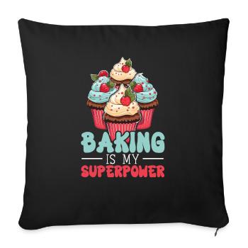 Bäcker Bäckerei Kuchen Brot Muffin Gebäck Lebensmittel Backen - Sofakissenbezug 45 x 45 cm - Schwarz - Vorne