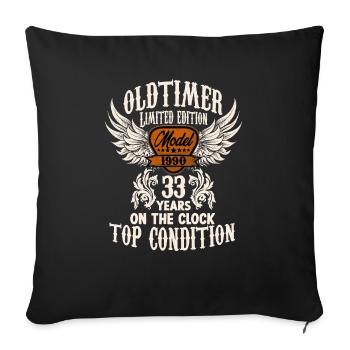 33 ans fan de voiture classique rocker biker anniversaire - Housse de coussin décorative 45 x 45 cm - noir - Devant