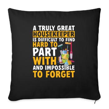 Aide domestique, femme de ménage, femme de ménage - Housse de coussin décorative 45 x 45 cm - noir - Devant
