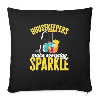 Domestic help, cleaner, housekeeper - Sofa pillowcase 17,3'' x 17,3'' (45 x 45 cm) - black - Front