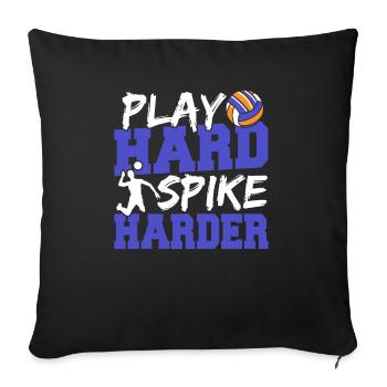 Joueur de volleyball Spiker Funny Play Hard Spike Har - Housse de coussin décorative 45 x 45 cm - noir - Devant
