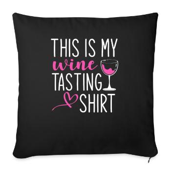Ceci est ma dégustation de vin - Housse de coussin décorative 45 x 45 cm - noir - Devant