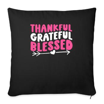 Thankful Grateful - Sofa pillowcase 17,3'' x 17,3'' (45 x 45 cm) - black - Front