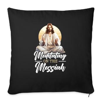 Méditation chrétienne Jésus Yoga Zen Christianisme - Housse de coussin décorative 45 x 45 cm - noir - Devant