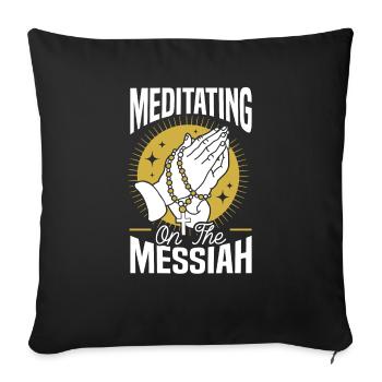 Méditation chrétienne Jésus Yoga Zen Christianisme - Housse de coussin décorative 45 x 45 cm - noir - Devant