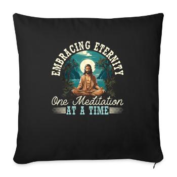 Méditation chrétienne Jésus Yoga Zen Christianisme - Housse de coussin décorative 45 x 45 cm - noir - Devant