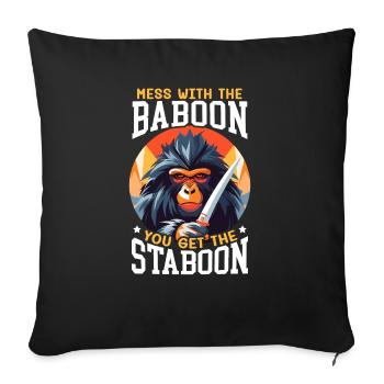 Babouin Singe Amoureux Faune Animalier Gardien de zoo - Housse de coussin décorative 45 x 45 cm - noir - Devant