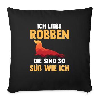 Seehund Seelöwe Robbe - Sofakissenbezug 45 x 45 cm - Schwarz - Vorne