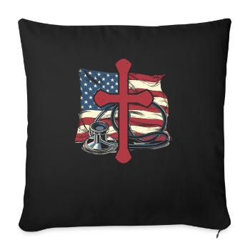 Infirmière chrétienne RN USA Flag Nursing Christianisme - Housse de coussin décorative 45 x 45 cm - noir - Devant