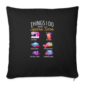 Ce que je fais pendant mon temps libre Passe-temps de couture - Housse de coussin décorative 45 x 45 cm - noir - Devant