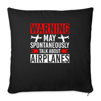 Avertissement peut spontanément parler d’avions - Housse de coussin décorative 45 x 45 cm - noir - Devant
