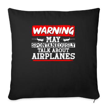 Avertissement peut spontanément parler d’avions - Housse de coussin décorative 45 x 45 cm - noir - Devant