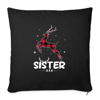 Red Plaid ReindeerSister Christmas Xmas - Sofa pillowcase 17,3'' x 17,3'' (45 x 45 cm) - black - Front