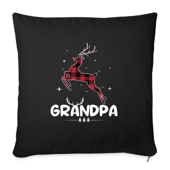 Red Plaid Reindeer Grandpa Christmas Xmas - Sofa pillowcase 17,3'' x 17,3'' (45 x 45 cm) - black - Front