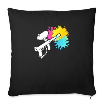 Paintball Waffe Silhouette Airsoft Fan Malerei - Sofakissenbezug 45 x 45 cm - Schwarz - Vorne