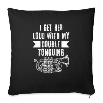 Mellophonist, Musical Instrument Orchestra, - Sofa pillowcase 17,3'' x 17,3'' (45 x 45 cm) - black - Front