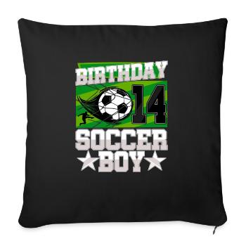 14th birthday Boy Soccer 14 Years Old Gifts - Sofa pillowcase 17,3'' x 17,3'' (45 x 45 cm) - black - Front