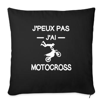 je peux pas j'ai motocross motard humour - Housse de coussin décorative 45 x 45 cm - noir - Devant