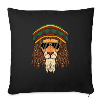 Hipster Jamaica Colors Raster Curls Lion - Sofa pillowcase 17,3'' x 17,3'' (45 x 45 cm) - black - Front