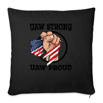UAW Strong UAW Proud w/ USA FLAG - United Auto - Sofa pillowcase 17,3'' x 17,3'' (45 x 45 cm) - black - Front