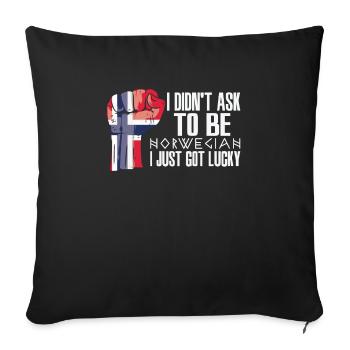 Norwegian Pride Norway Flag Grown Norwegian Roots - Sofa pillowcase 17,3'' x 17,3'' (45 x 45 cm) - black - Front