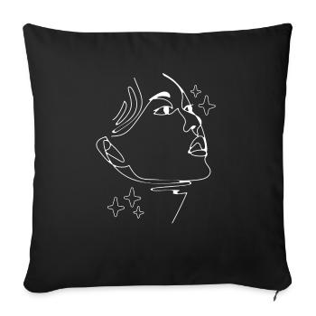 Line Art Drawn Woman with Hat Design - Sofa pillowcase 17,3'' x 17,3'' (45 x 45 cm) - black - Front