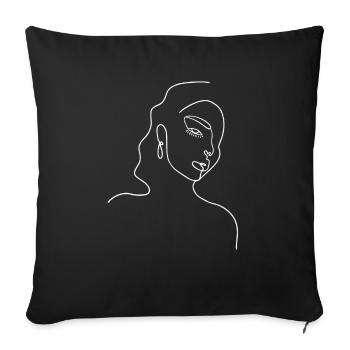 Line Art Drawn Woman with Hat Design - Sofa pillowcase 17,3'' x 17,3'' (45 x 45 cm) - black - Front