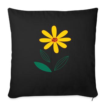 Fleur jaune - Housse de coussin décorative 45 x 45 cm - noir - Devant