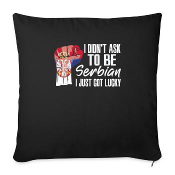 Serbian Pride Serbia Flag Grown Serbian Roots - Sofa pillowcase 17,3'' x 17,3'' (45 x 45 cm) - black - Front