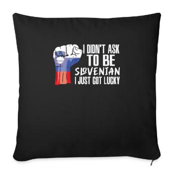 Slovenian Pride Slovenia Flag Grown Slovenian - Sofa pillowcase 17,3'' x 17,3'' (45 x 45 cm) - black - Front