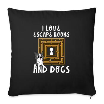 Challenge Cute I Love Escape Rooms And Dogs Puzzle - Sofa pillowcase 17,3'' x 17,3'' (45 x 45 cm) - black - Front