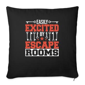 Mystère facilement excité par Escape Rooms Puzzle Game - Housse de coussin décorative 45 x 45 cm - noir - Devant