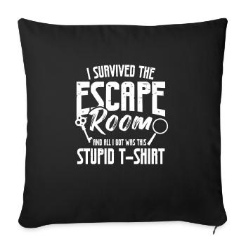 Mystery Challenge Funny I Survived The Escape Room - Sofa pillowcase 17,3'' x 17,3'' (45 x 45 cm) - black - Front