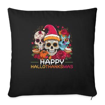 Hallothanksmas Halloween Thanksgiving Christmas - Sofa pillowcase 17,3'' x 17,3'' (45 x 45 cm) - black - Front