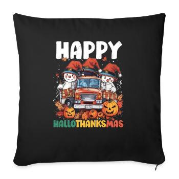 Hallothanksmas Halloween Thanksgiving Christmas - Sofa pillowcase 17,3'' x 17,3'' (45 x 45 cm) - black - Front